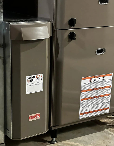Healthy Climate MERV 16 Carbon Clean Filter Bundle With Same Day Supply Magnet Reminder installed in HVAC system
