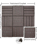 Interlocking Patio Deck Tiles 12x12 Inch Square Composite Plastic Outdoor Flooring For Balcony Porch Backyard All Weather Four Slat