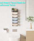 Bathroom wall with Six Tier Over The Door And Wall Mount Towel Rack With Metal Shelf Basket For Small Bathrooms Campers And RVs