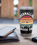 Black Soaring Sailplane Pilot Glider Enthusiast Stainless Steel Insulated Tumbler with mountain and sunset design
