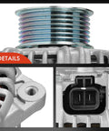 Close-up details of Alternator Replacement For Nissan Titan 2004 2006, Pathfinder Armada 2004 2006, Infiniti QX56 5.6L.