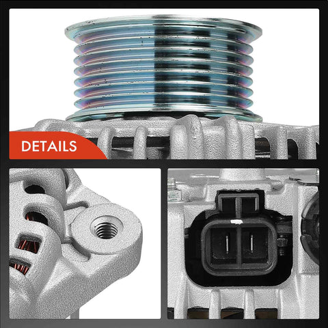 Close-up details of Alternator Replacement For Nissan Titan 2004 2006, Pathfinder Armada 2004 2006, Infiniti QX56 5.6L.