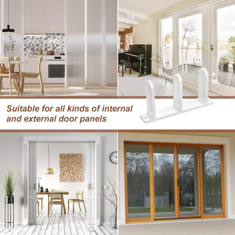 4-Piece Sliding Closet Door Floor Guides Set In White Acrylic, Practical Bottom Guides For 1-3/8 Inch Thick Doors, Includes 8 Screws And Expansion Plugs For Smooth Sliding In Cloakrooms, Bathrooms And Kitchens.