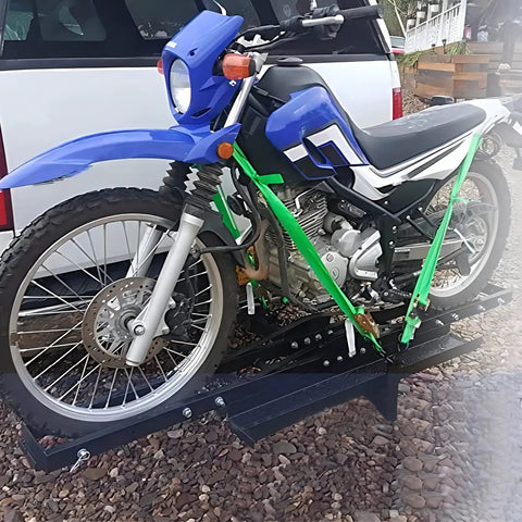 Beefy 600 Lbs Steel Motorcycle Carrier Hauler With Anti Tilt Lock Hitch Mount Rack And Ramp For Dirt Bikes And Scooters