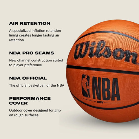 Official DRV Series Basketball 27.5 Inch Size 5 In Brown With Rugged Outdoor Cover And NBA Branding Ultra Grip Ball