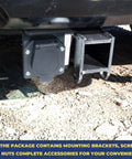Heavy Duty 4 To 7 Pin Trailer Wire Harness Adapter With Reinforced Mounting Bracket For RV And Caravan Towing installed on vehicle hitch.