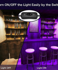 Two Pack 100W LED Black Light Flood Lights With Plug And Switch IP66 Waterproof Neon Glow demonstrating on and off switch