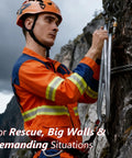 Climber using 18mm Nylon Climbing Sling Runner With 23kN CE EN566 Certification, 240cm Length for safety on rock face.