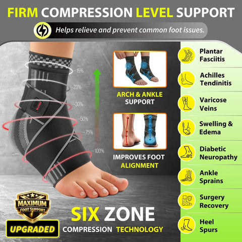 Ankle Brace With Strap For Pain Relief From Sprains And Plantar Fasciitis, Achilles Tendonitis Support, All Day Comfort, Size L
