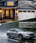 House with garage door and car in rain, showing uses for EPDM Rubber D Shaped Weather Stripping 26Ft RV Door Seal With Strong Self Adhesive
