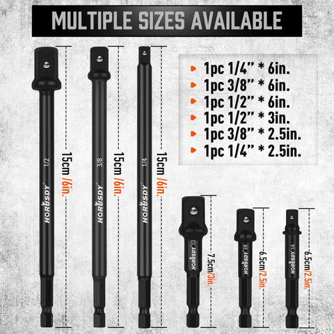 Impact Drill Socket Adapter Set With Universal Joints, 9-Piece Driver Socket Adapters For 1/4, 3/8, And 1/2 Inch, various sizes shown