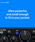 Ultra-Compact USB-C Audio Interface For Home And On-The-Go Music Production front panel with knobs and buttons