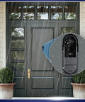 Smart Video Doorbell System With 1080P Camera, 4.3 Inch Display, Night Vision, IP65 Weatherproof, installed on front door