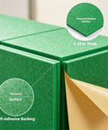 Peel And Stick Acoustic Wall Panels 12 Pack SoundProof Foam Tiles showing textured green surface and self-adhesive backing.
