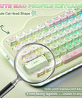 Butter Smooth Milk Switch Wireless Mechanical Keyboard With 98 Key Layout And Full Number Pad featuring cute cat head shaped keycaps.