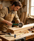 A man using the No Sweat Dual Tip Angle Grinder Wrench With Anti Slip Handle Chromium Vanadium Steel tool in a workshop.