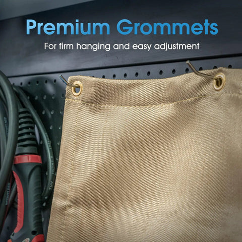 Heavy Duty Fiberglass Welding Blanket 2 Pack 4x6Ft Fireproof Insulation Mat One Third Inch Thick With Grommets close-up view