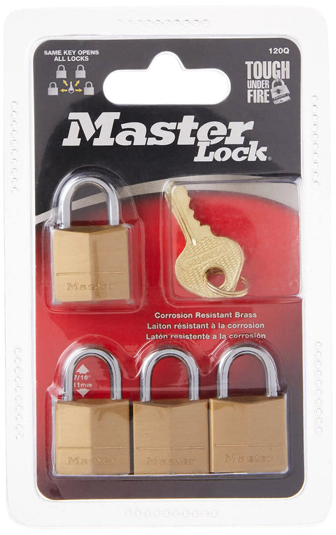 Solid Brass Padlock Three Quarter Inch Wide Keyed Alike Pack Of 4 For Indoor Use On Backpacks, Briefcases, Lockers And Cabinets, Durable Lock With Secure Brass Body Great For Home, Office, School And Travel Security Built To Last