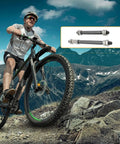 Mountain biker using Two Pack Bike Axle Set Featuring 108mm Hollow Front Shaft And 145mm Rear Hub Rod for quick trail setup.