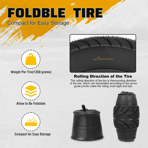 Folded two pack fat tire with tube for ebike mountain snow bike heavy duty high-performance wear-resistant tire 16 by 4.0 inch black