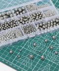 304 Stainless Steel Bearing Balls Set 300 Pieces In 12 Sizes For Machinery Automotive And Bicycle Repairs Pro Grade Precision Solid Bearings For Industrial Use, assorted balls in storage box