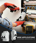 Person installing Smart 1 Pole 20 Amp 120V And 240V AC Circuit Breaker for Marine Power Systems and Solar PV on DIN rail.
