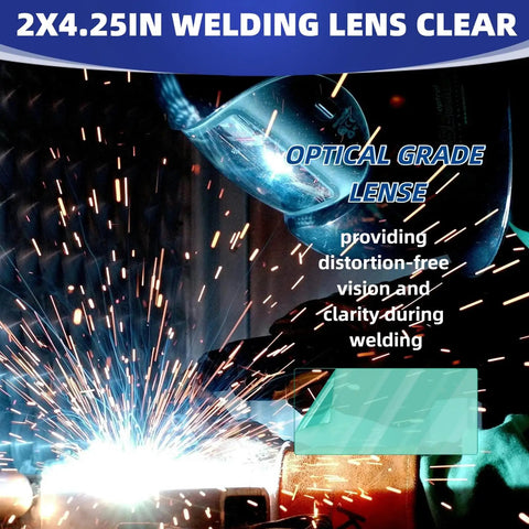 20 Piece Universal Welding Helmet Hood Replacement Clear Lens Covers 2x4.25 Inch Pro Grade Optical Polycarbonate Lenses