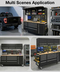 Top Shelf 72 Inch Rolling Tool Chest With 10 Smooth Drawers Solid Rubber Wood Top Mobile Workstation Featuring Built In Power Strip And Secure Locking System For Garage Pro Rigs in multi-scene setup.