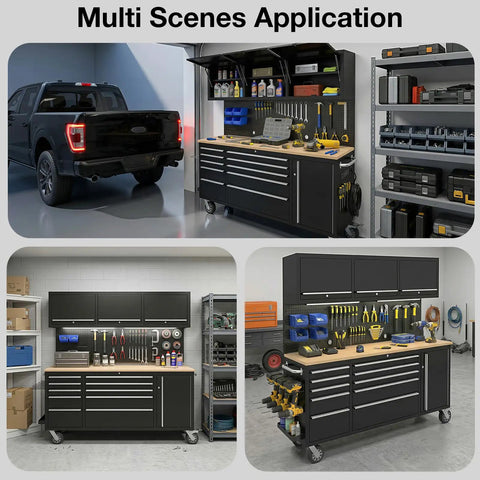Top Shelf 72 Inch Rolling Tool Chest With 10 Smooth Drawers Solid Rubber Wood Top Mobile Workstation Featuring Built In Power Strip And Secure Locking System For Garage Pro Rigs in multi-scene setup.