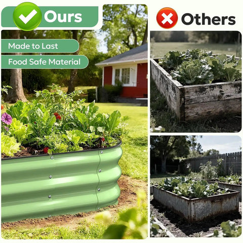 No-Fuss Easy Start Raised Garden Bed 4x2x1 Ft Galvanized Metal Planter Box With Safety Edge Trim