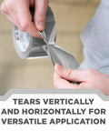 Person tearing Heavy Duty Duct Tape Bundle 3 Rolls 1.88 Inches by 55 Yards Hand Tear Silver All Purpose Indoor Repair Tape