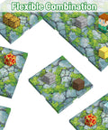 Dope Magnetic Base Plates Set For Minecraft Four Green 4x4 Base Boards shown with Minecraft figure on stone pattern