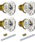 Glass Door Knobs Set With Vintage Crystal Look And Antique Brass Finish, Classic Old Style Hardware For Mortise Locks, Includes 6.7mm Spindle