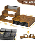 All In One Coffee Station Organizer With K Cup Holder And 28 Cup Capacity, Three Tier Syrup Rack And Drawer, Rustic Brown dimensions