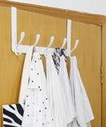 Over the Door Coat Hooks With Five Hooks And Towel Rack Door Hanger For Coats And Clothes Space Saving White Organizer Display