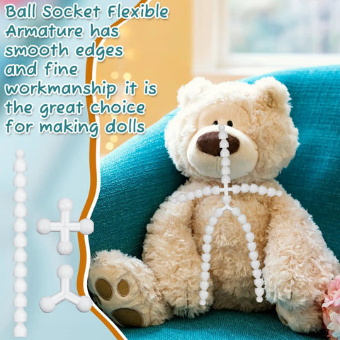 144 Piece Doll Armature Set With 4Y And 4X Chest Connectors Flexible Plastic Ball Joints on teddy bear