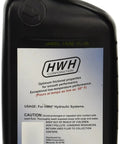 Specialty Hydraulic Oil for HWH Leveling Systems 1 Quart bottle with label, showing friction reduction properties