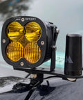 Gain Ghost Antenna for GMRS NMO MicroMobile Setup, 3.5 inch tall, mounted on vehicle near sport light