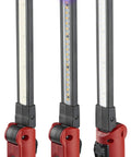 Stinger Switchblade 800 Lumen Rechargeable Multi Function LED Work Light With Color Rite Technology in red, three modes shown