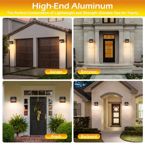 Durable Aluminum Outdoor Porch Sconce Light Waterproof Exterior Wall Lamp 8W AC LED 3000K installed on garage and entryway
