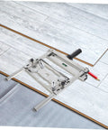 Heavy Duty Adjustable Cutting Machine Support Frame With Edge Guide Positioner For Dead Straight Cuts And No Sweat Workshop Setup on wooden floor.