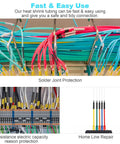 Illustration of 400 Pcs Wire Heat Shrink Tubing Kit With Adhesive Lined used in tidy electrical wire connections.