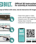 Official 3D instructions for assembly and installation, highlighting interactive features on a phone display.