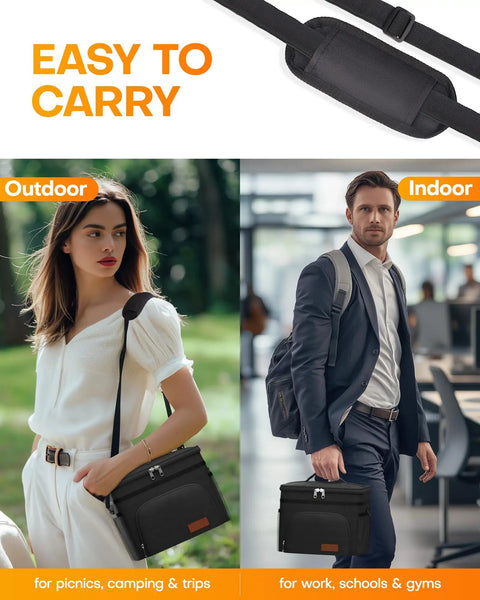 Premium 9 Liter Soft Sided Cooler Bag With Leak Proof Design Keeps Your Grub Fresh All Day Superior Triple Layer Insulation Durable 600D Oxford Cloth Thermal Lunch Tote for work and outdoor use.