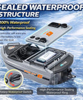 Jet Propulsion RC Boat With Brushless Motor For Beginners A Mini Yacht Style Remote Control Boat For Kids Waterproof Electric Boat For Pool Lake And River Grey with waterproof structure and remote control on water background.