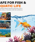 Safe for fish and aquatic life graphic promoting Heavy Duty Black Hybrid Sealant And Adhesive For Quick Pond Leak Fixes And Koi Tank Repairs Pro Grade MS Polymer Caulk Boasts Beast Grip Past Silicone All Surface Marine Glue With Clean Coat 300Ml Dual Pack.