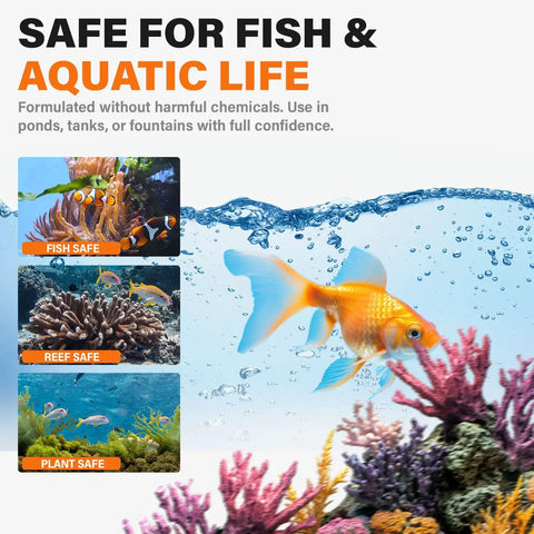 Safe for fish and aquatic life graphic promoting Heavy Duty Black Hybrid Sealant And Adhesive For Quick Pond Leak Fixes And Koi Tank Repairs Pro Grade MS Polymer Caulk Boasts Beast Grip Past Silicone All Surface Marine Glue With Clean Coat 300Ml Dual Pack.