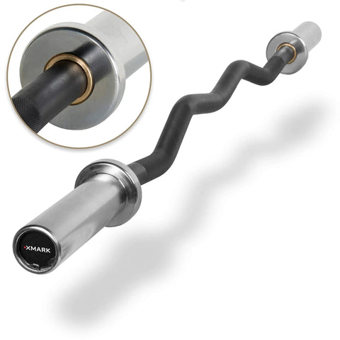 Olympic EZ Curl Bar for Home Gym Workouts, 400 Lb Capacity, Fits 2 Inch Plates, 22 Lb Net Weight, Durable Chrome Sleeves