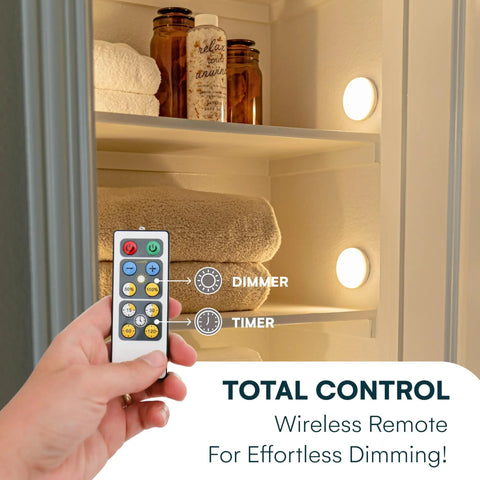 Remote controlling Six Pack Stick On Puck Lights With Remote Controlled DIY LED Under Cabinet Lighting For Kitchen Closet
