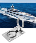 Two Pack Marine Boat Ring Hatch Pull Handle, Flush Mount Recessed Trap Door Pulls with yacht in ocean background